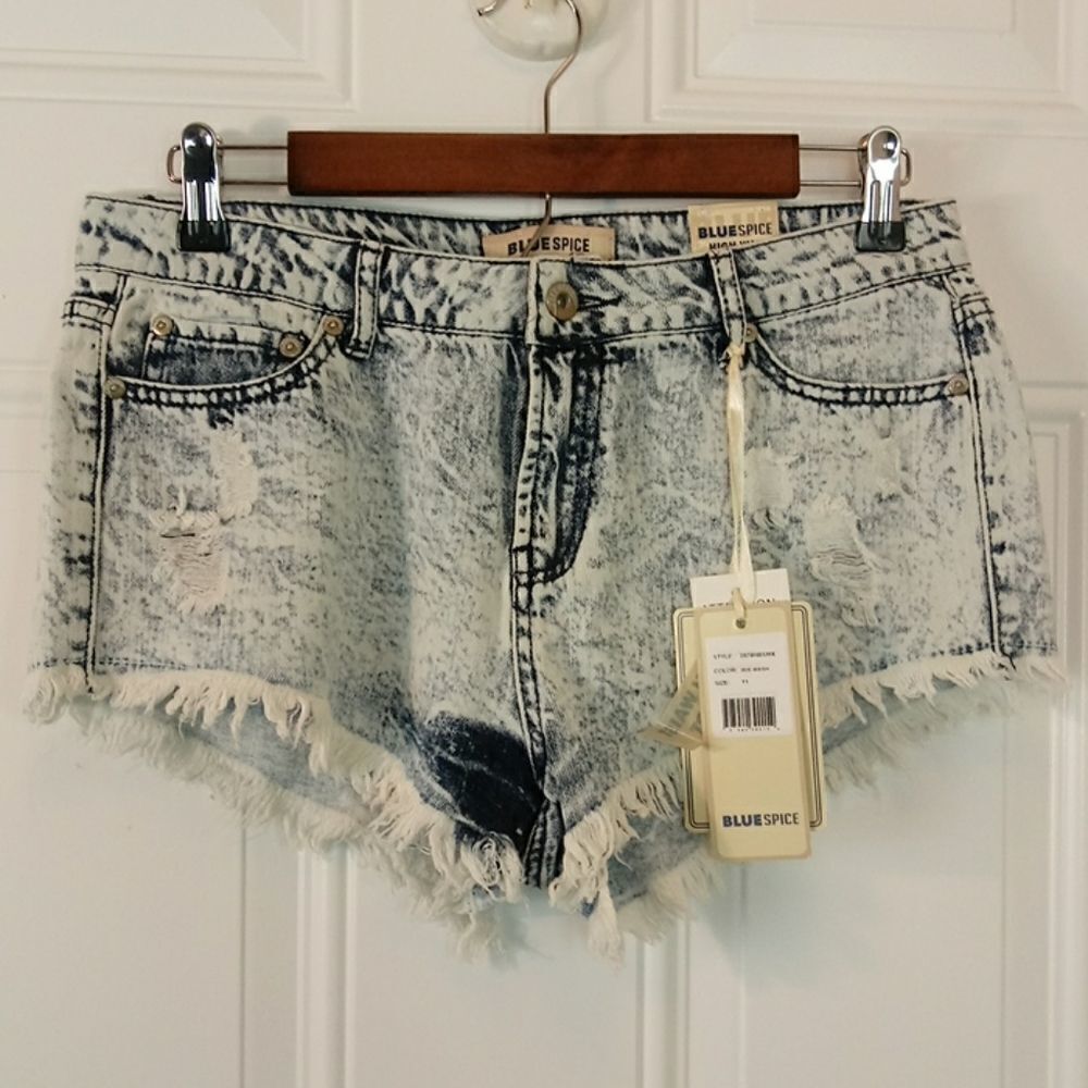 Blue spice high waist Jean booty shorts